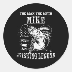 Mike Man Myth Fishing Legend Personalised Name Classic Round Sticker