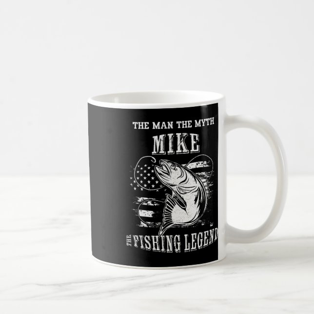 Mike Man Myth Fishing Legend Personalised Name  Coffee Mug (Right)