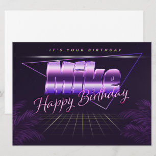 Mike Name Vorname lila retro Karte Geburtstag Card