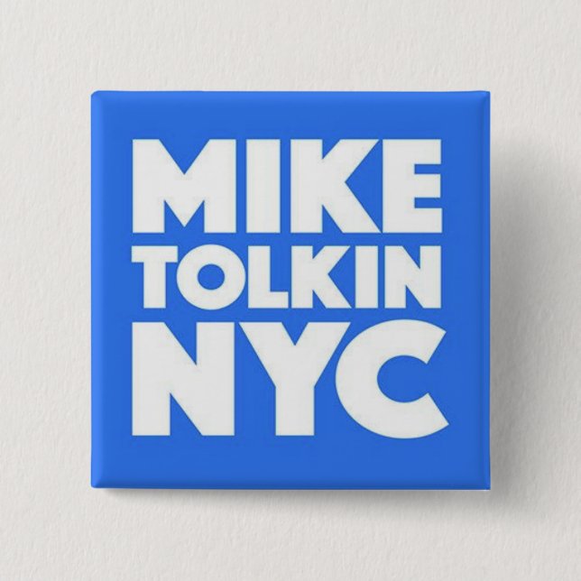 MIKE TOLKIN NYC 2017 15 CM SQUARE BADGE (Front)
