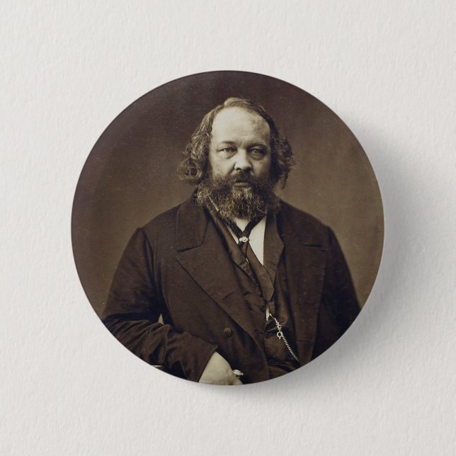 Mikhail Bakunin Russian Anarchist by Nadar 6 Cm Round Badge (Front)