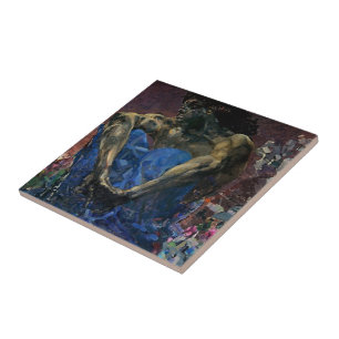 Mikhail Vrubel- Seated Demon Tile