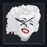 Miki Marilyn Square Wall Clock<br><div class="desc">MIKI | PRODUCED UNDER LICENSE FROM ARTIST,  PUBLISHED AND DISTRIBUTED BY JADEI GRAPHICS,  ALL RIGHTS RESERVED</div>