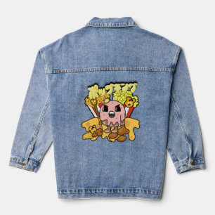 Mikitiez anime popcornking cheese caramel funny  denim jacket