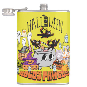 Mikitiez black cat spooky halloween vibes ghouls  hip flask