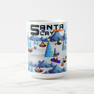Mikitiez christmas santa snowboard crew penguin  coffee mug