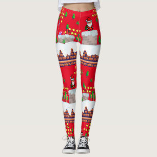 Mikitiez christmas santa snowboard crew penguin leggings