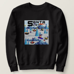 Mikitiez christmas santa snowboard crew penguin  sweatshirt