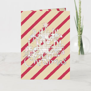 Mikitiez classicwhitechristmas light jollyholly foil greeting card