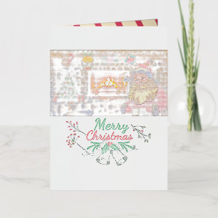Mikitiez classicwhitechristmas light jollyholly foil greeting card