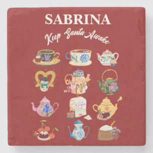 Mikitiez coffee christmas quote cute caffeine stone coaster