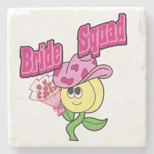 Mikitiez cowboy bridesquad june bride Baby Bib Stone Coaster