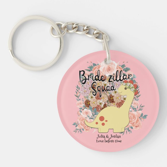 Mikitiez dinosaur bride wedding squad Chocolate Key Ring (Front)
