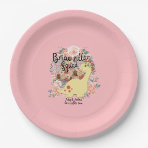 Mikitiez dinosaur bride wedding squad Chocolate Paper Plate