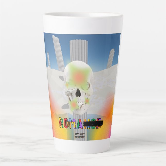 Mikitiez dreamer skull tatto rainbow rose beach Ro Latte Mug (Front)