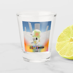 Mikitiez dreamer skull tatto rainbow rose beach Ro Shot Glass