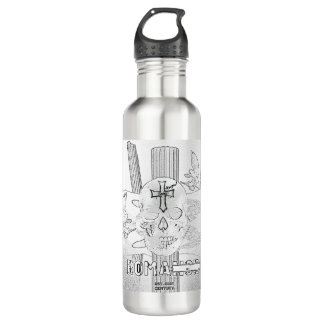 Mikitiez dreamer skull tatto rainbow rose rock 710 ml water bottle