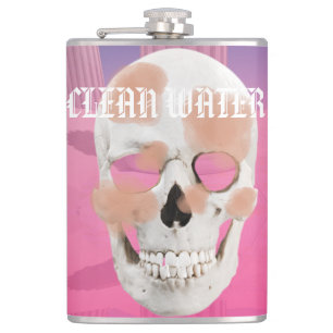 Mikitiez dreamer skull tatto rainbow rose rock hip flask