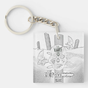 Mikitiez dreamer skull tatto rainbow rose rock key ring