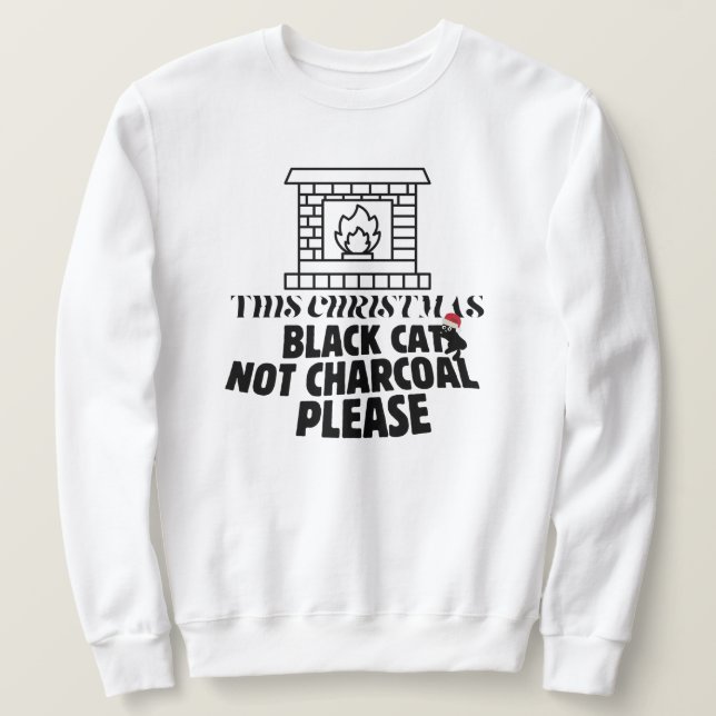 Mikitiez funny blackcat x'mas charcoal santa  sweatshirt (Design Front)