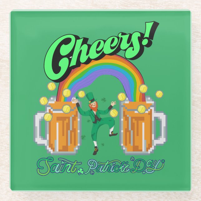 Mikitiez green lucky Saint Patrick's Day irishbeer Glass Coaster (Front)
