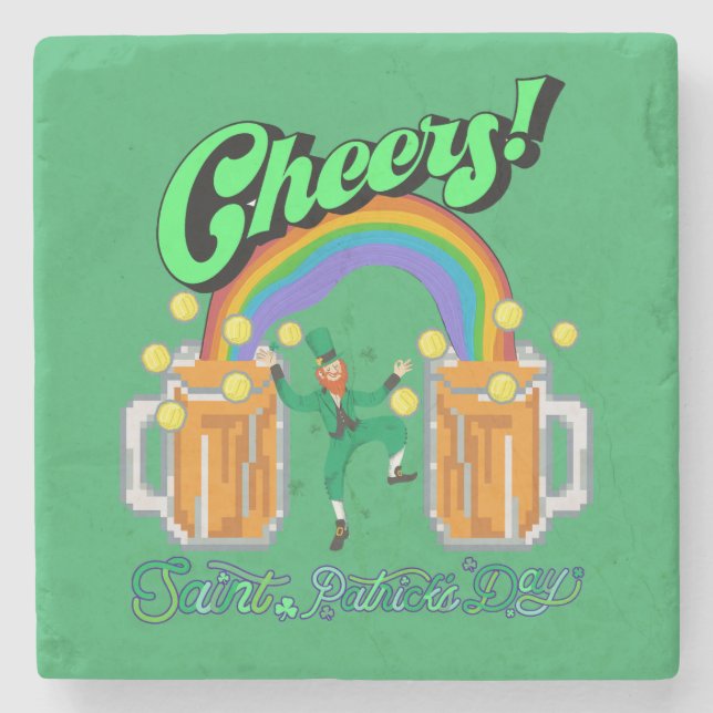 Mikitiez green lucky Saint Patrick's Day irishbeer Stone Coaster (Front)