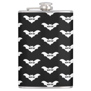 Mikitiez groovy ghouls bat night holiday halloween hip flask