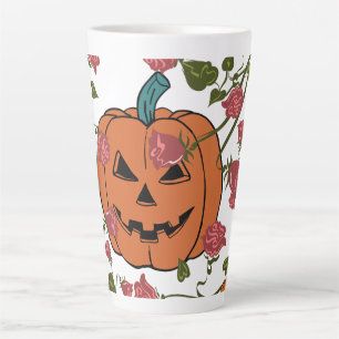 Mikitiez halloween pumpkin spooky october fall red latte mug
