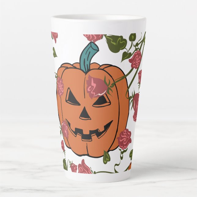 Mikitiez halloween pumpkin spooky october fall red latte mug (Front)