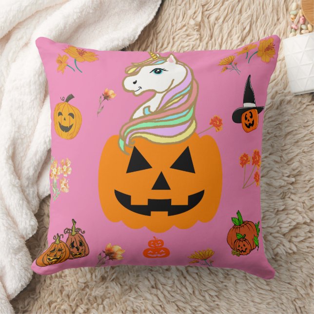 Mikitiez halloween unicorn spooky october fall  cushion (Blanket)