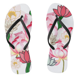 Mikitiez lotus rose flower garden jandals