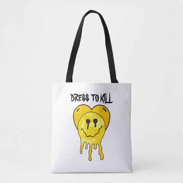 Mikitiez melt yellow heart smile friendship tote bag (Front)