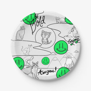 Mikitiez meow summer cat party beach paper plate