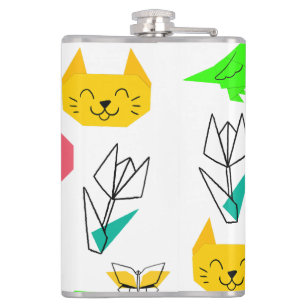 Mikitiez origami cancer summer jewel animal cat  hip flask