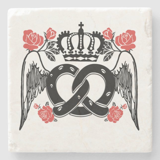 Mikitiez pretzel bread baker queen king  stone coaster (Front)