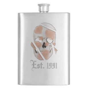 Mikitiez skull pink graffiti pride  hip flask