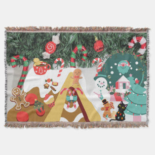 Mikitiez snowman vintage whitechristmas elf throw blanket