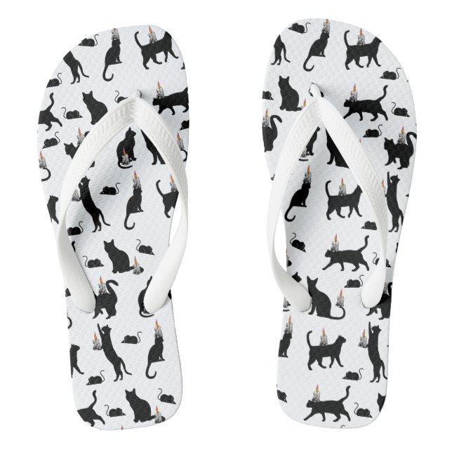 Mikitiez spooky bombay blackcat rat halloween jandals (Footbed)