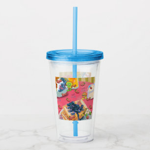 Mikitiez strawberry yogert usaflag burger fruit acrylic tumbler