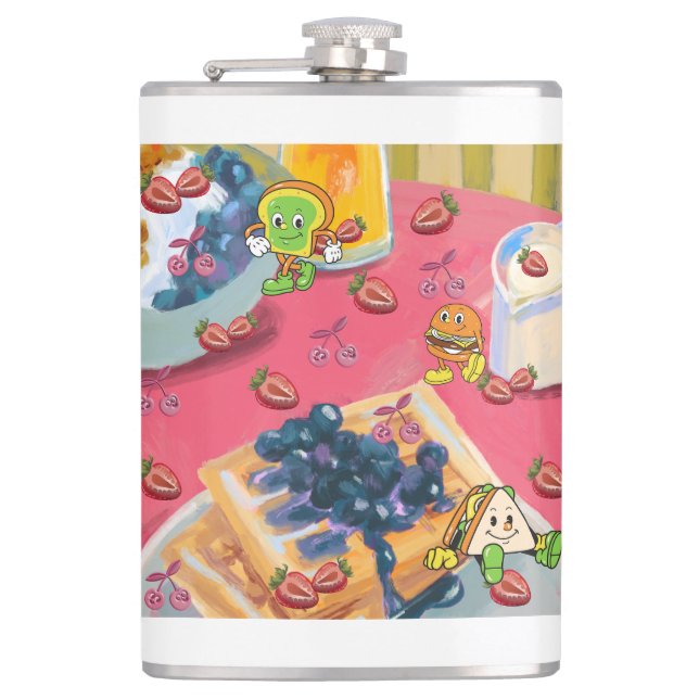 Mikitiez strawberry yogert usaflag burger fruit hip flask (Front)