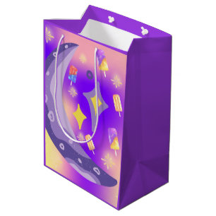 Mikitiez summer rainbow purple gold popsicle medium gift bag