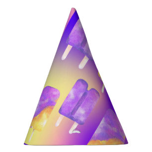Mikitiez summer rainbow purple gold popsicle party hat