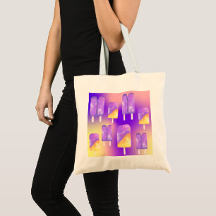 Mikitiez summer rainbow purple gold popsicle tote bag
