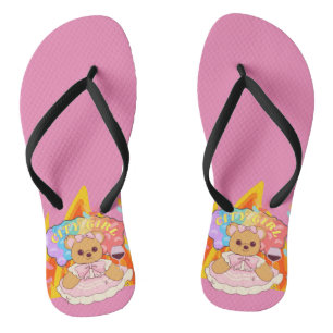 Mikitiez summer teddy bear jelly red wine fire jandals