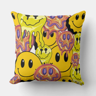 Mikitiez Throw Pillow Smileyface yellow garden