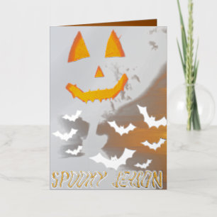 Mikitiez vintage halloween spooky vibes pumpkin foil greeting card