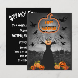 Mikitiez vintage halloween spooky vibes pumpkin invitation
