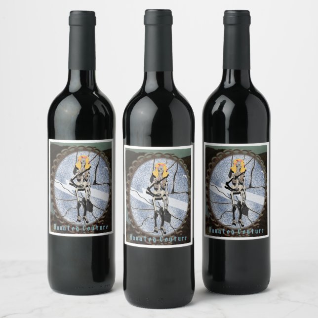 Mikitiez vintage halloween spooky vibes pumpkin  wine label (Bottles)