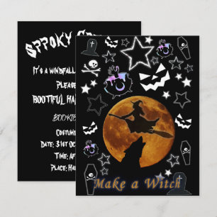 Mikitiez witch wizard halloween fullmoon invitation