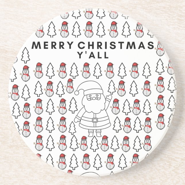 Miktiez merrychristmas minimal santa happynewyear coaster (Front)